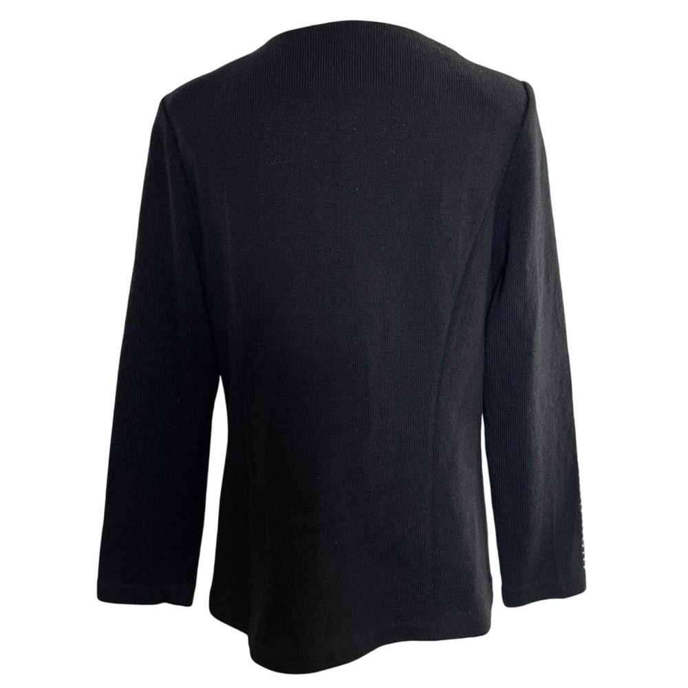 Black Knit‎ Rhinestone Trim Blazer Jacket Women's 10 Todd & Olivia - Picture 3 of 12